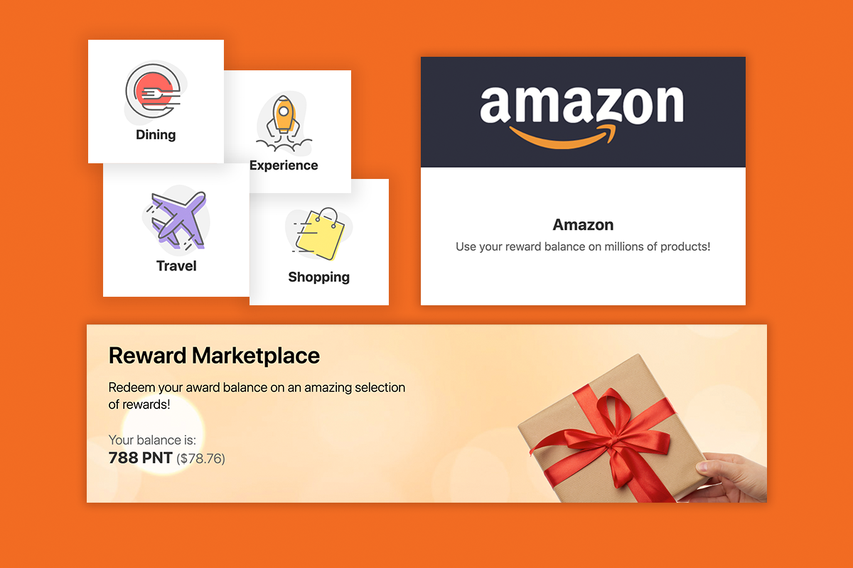 employee reward system - reward marketplace featuring Amazon